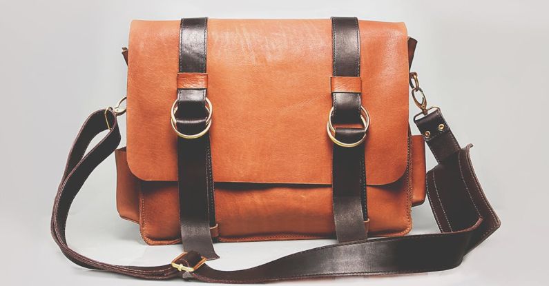 Bag - Orange and Black Leather Satchel Bag